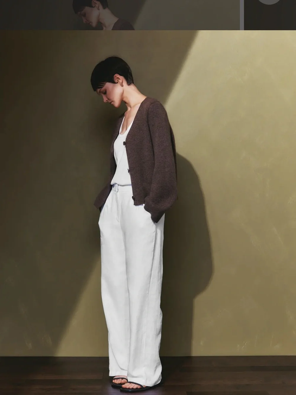 Quince White 100% European Linen Pleated Trouser Size 14-Short